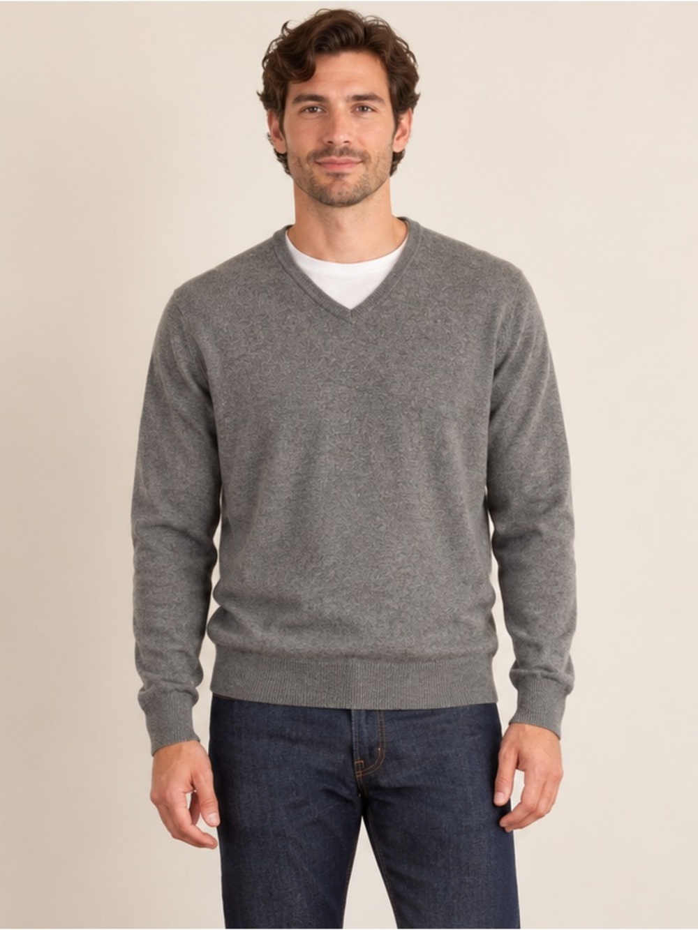 J.Crew Men’s Merino Wool Blend V-Neck Sweater Charcoal Gray Large